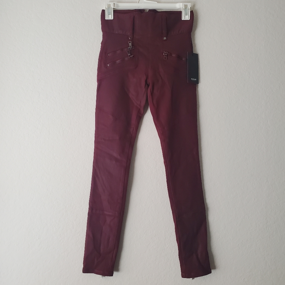 NWT Hudson Port Wine Red Waxed Moto Style Skinny Jeans (Style # WH4091TEN)